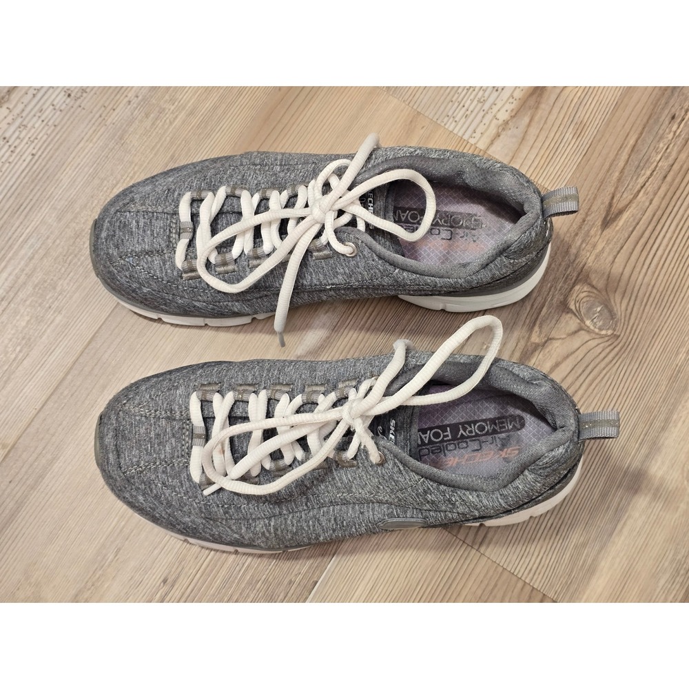 Skechers Flex Elite Synergy Gray Walking Shoes Womens 7.5 Heathered Sneaker - Picture 2 of 6